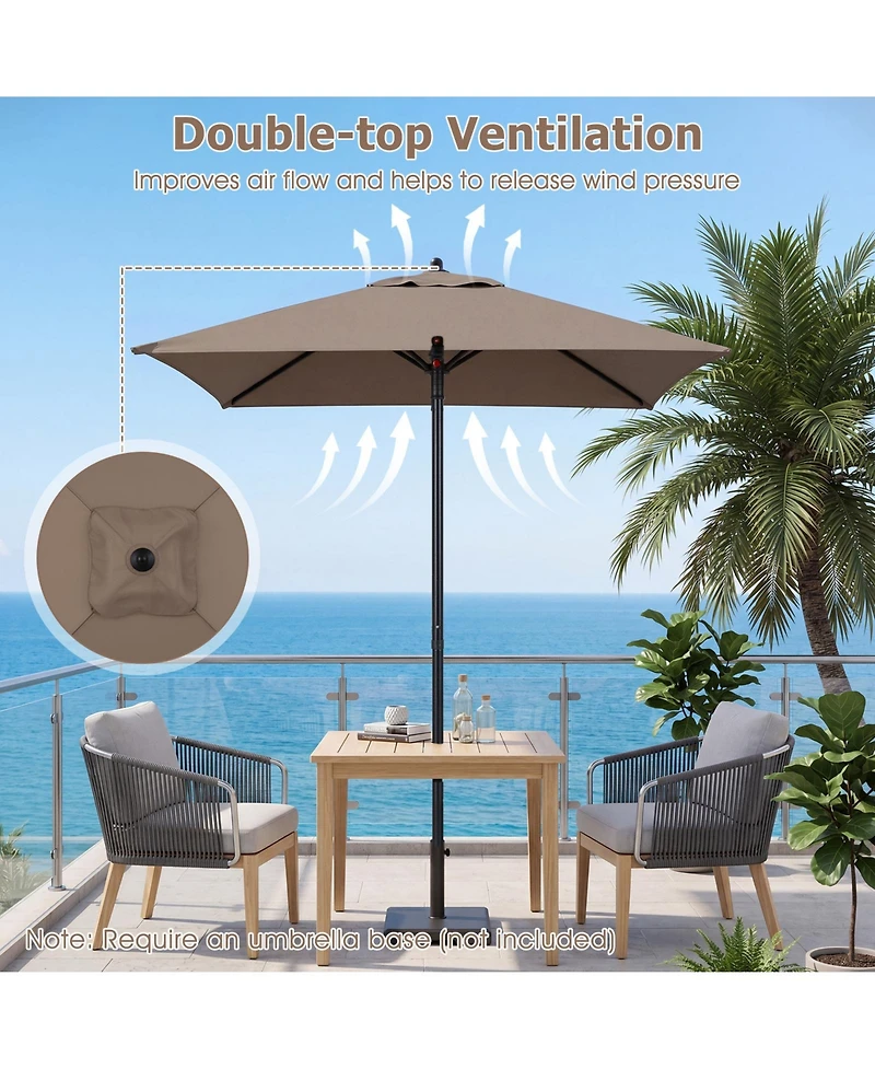 Gymax Patio Umbrella Market Umbrella Push Button Opening Sturdy Metal Ribs