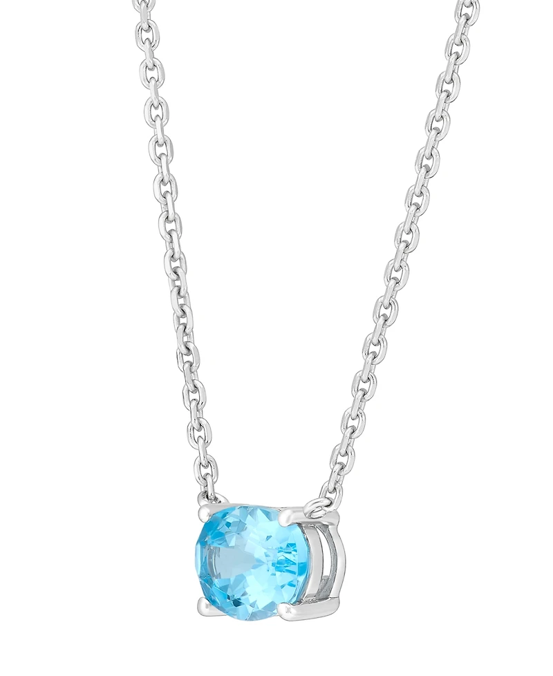 Macy's Swiss Blue Topaz (1-1/2 ct. t.w.) Pendant Necklace in Sterling Silver