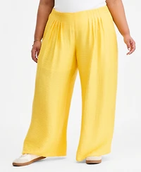On 34th Trendy Plus Pull-On Pintucked Gauze Pants, Macy's Exclusive