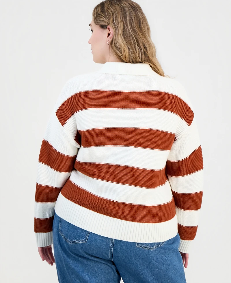 On 34th Trendy Plus Bold Stripe Button-Front Cardigan Sweater, Macy's Exclusive