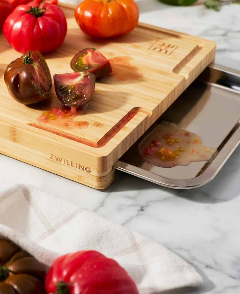 Zwilling Bamboo Cutting Board With Tray 17" x 14"