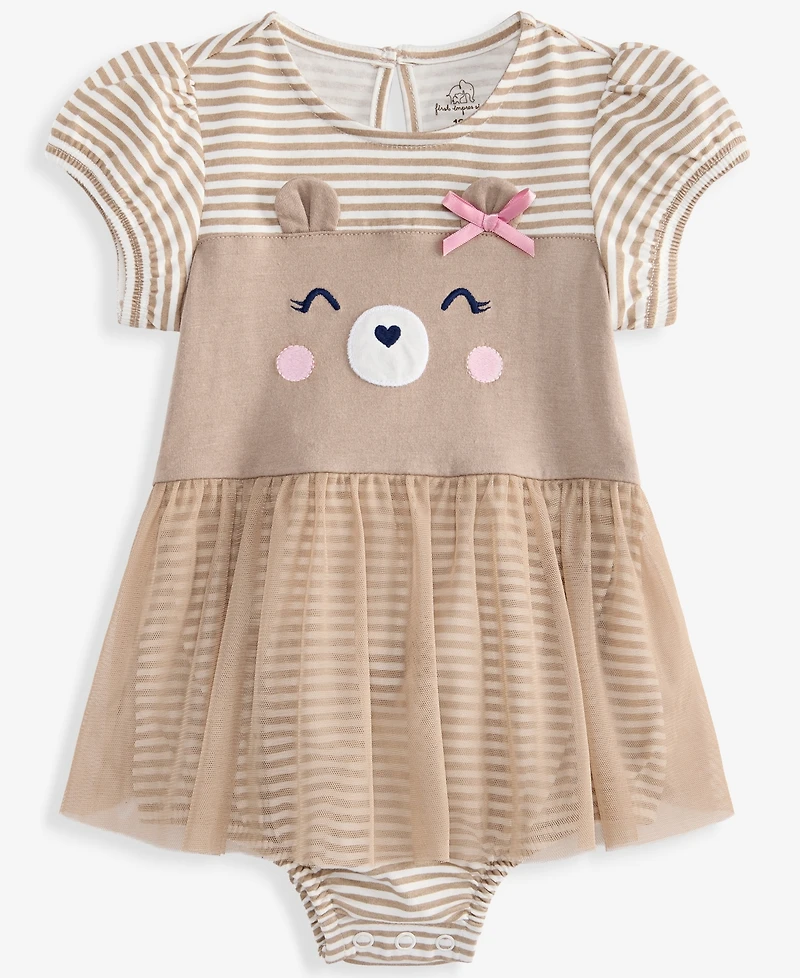 First Impressions Baby Girls' 0M-24M Striped Bear Skirted Sunsuit, Macy's Exclusive