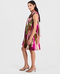 Robbie Bee Women's Printed Mock-Neck Sleeveless A-Line Dress