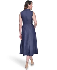 Vince Camuto Women's Denim Sleeveless Midi Shirt Dress
