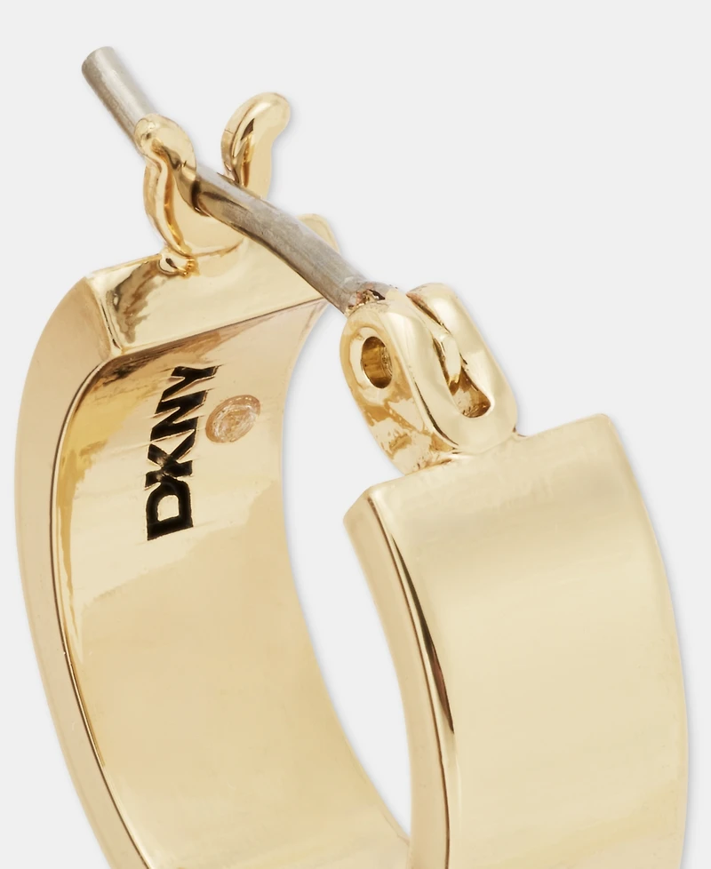 Dkny Pave Heart Charm Hoop Earrings