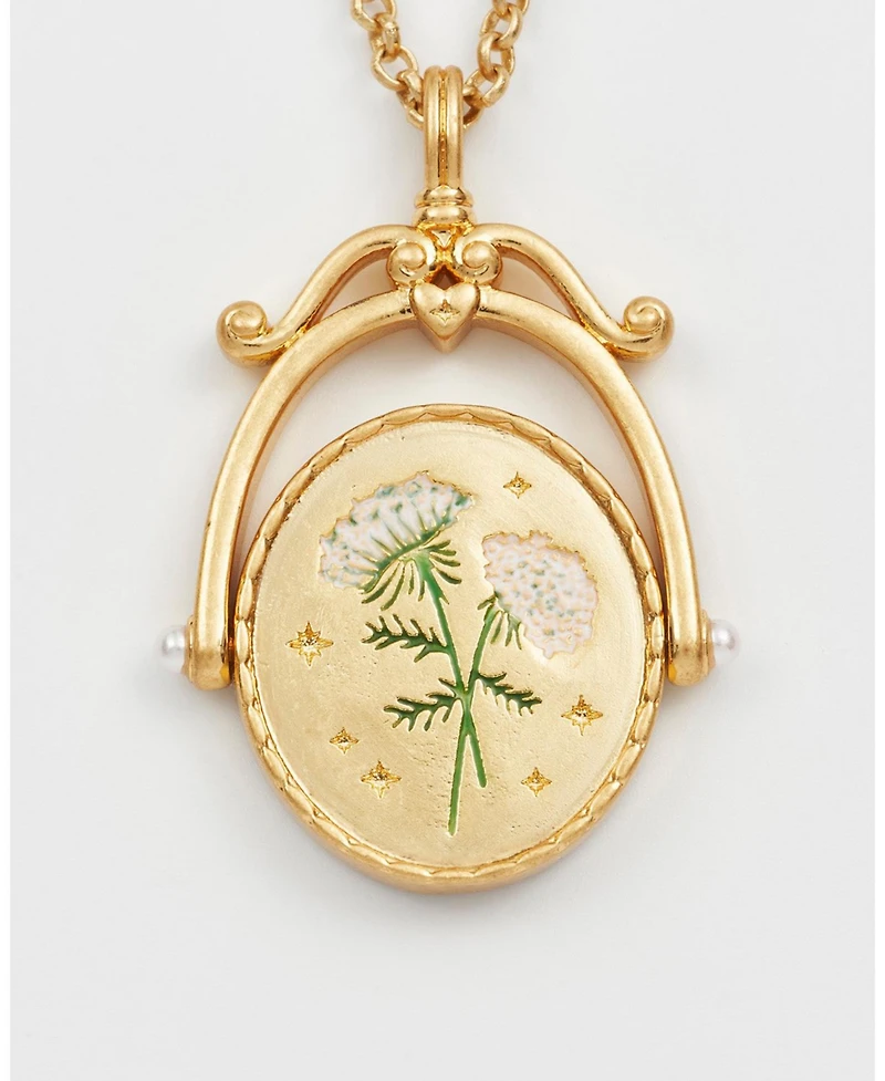 Fable England Women's Q Initial Queen Annes Lace Gold Spinner Chain Necklace