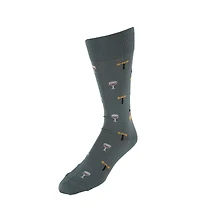 Trafalgar Men's I'll Drink to That Wine Glass and Bottle Novelty Mid Calf Mercerized Cotton Sock (1 Pair)