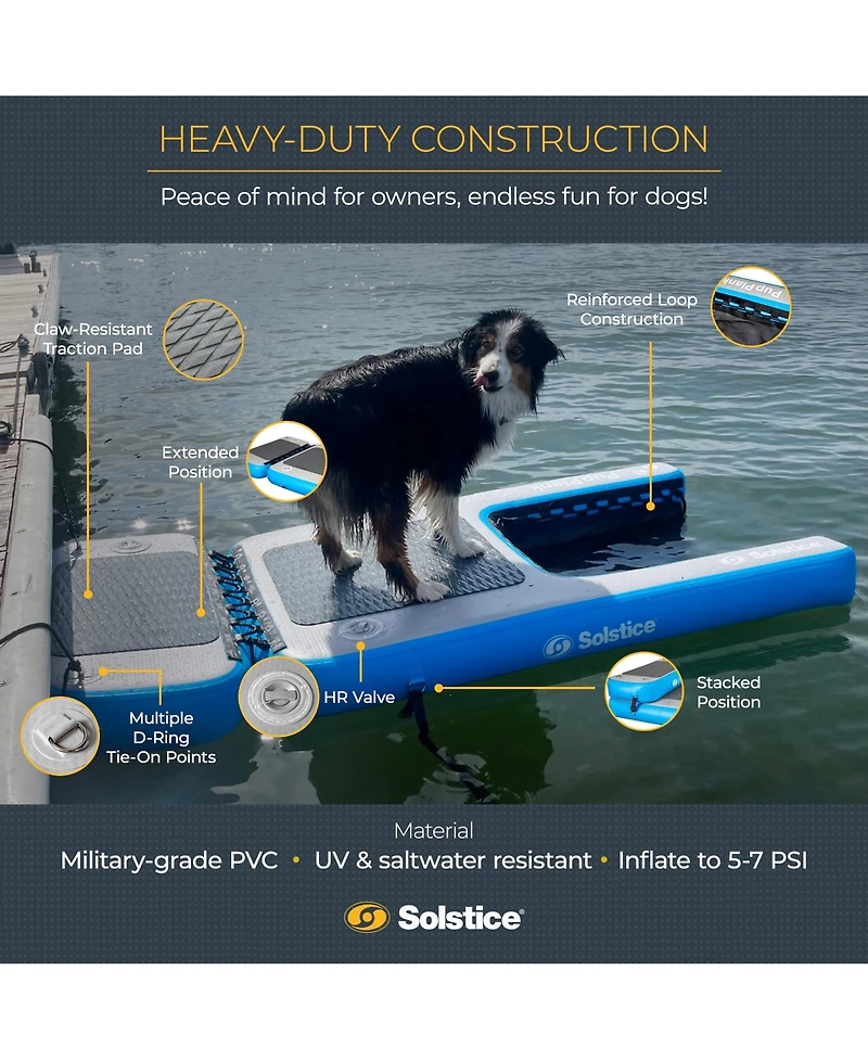 Solstice Original Inflatable Pup Plank Dog Float Floating Ramp Ladder for Pools