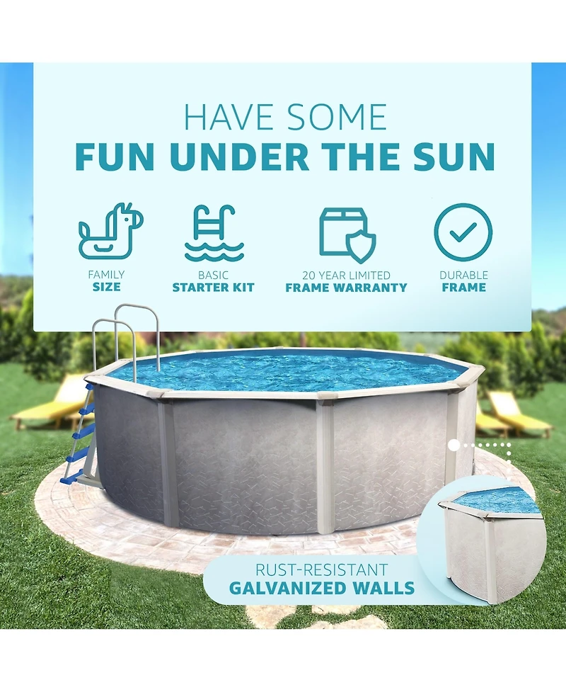 Aquarian Phoenix 21 Ft x 52 In Above Ground Pool w/ Pump, Ladder, & Accessories