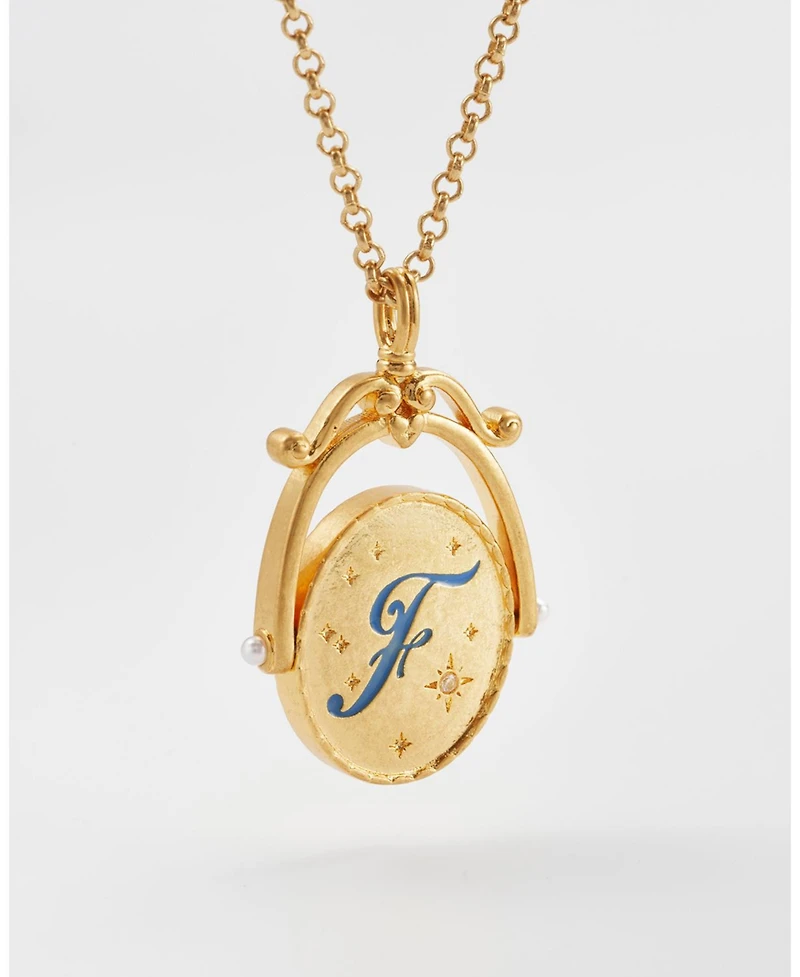 Fable England F Initial Forget-Me-Not Spinner Chain Necklace