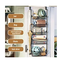 Gaomon Over The Door Pantry Organizer with Removable Baskets and Suction Cups, 4 Tier, Metal Storage Rack for Kitchen Closet Bathroom