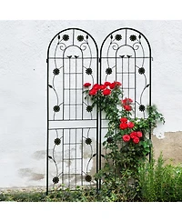 Clihome 2 Pack Metal Garden Trellis 71" x 19.7" Rustproof Trellis for Climbing Plants Outdoor Flower Support