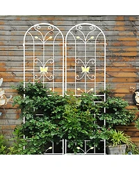 Clihome Metal Garden Trellis 86.7" x 19.7" Rustproof Trellis for Climbing Plants Outdoor Flower Support