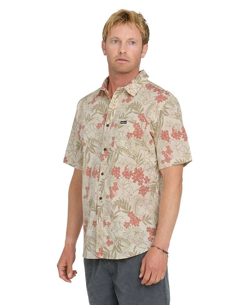 Quiksilver Men's Tropical Floral Print Short-Sleeve Shirt