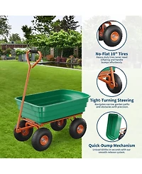 gaomon 600 Lbs Heavy-Duty Garden Dump Cart All-Terrain Yard Utility Wagon with Quick-Release System and Adjustable 180 Handle