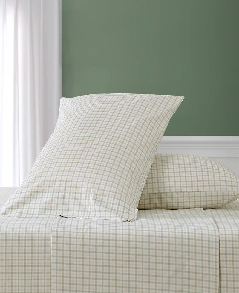 Nautica Calm Seas Gingham 200-Thread Count Cotton Percale 4-Pc. Sheet Set