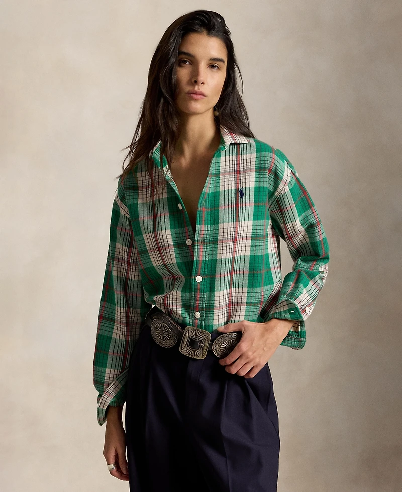 Polo Ralph Lauren Women's Cotton Twill Woven Collared Shirt