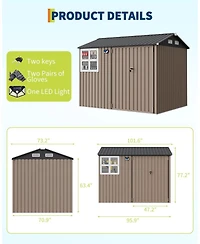 gaomon 6x8 Feet Outdoor Storage Shed, Metal Garden Tool Shed with Lockable Door, Window and Vents, Galvanized Steel Frame, Sloped Roof Utility Storage
