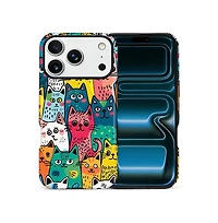 Gonez Case for iPhone 17 Pro, 2-in-1 Dual-Layer Shockproof Protection, Funny Cat Art Glossy