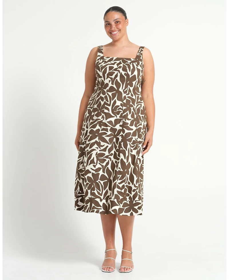 Estelle Plus Sylvia Square-Neck Midi Dress