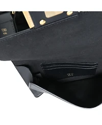 Pre-Owned Fendi Black Calfskin Mini Flat Baguette with Strap