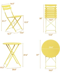 gaomon Folding Patio Bistro Set, Metal Table and Chairs, Outdoor Indoor Space Saving Bistro Furniture for Balcony, Garden