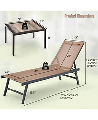 Clihome 3 Pieces Patio Chaise Lounge Set with Table for Poolside Yard