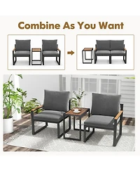 Clihome 3 Pieces Aluminum Frame Weatherproof Outdoor Conversation Set with Soft Cushions