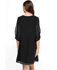 Hello Miz Maternity Swiss Dot Split Sleeve V Neck Dress