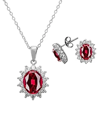 Macy's 2-Piece Lab Grown White Sapphire (6.32 ct. t.w.) Pendant Necklace and Earrings Set Sterling Silver (Also Available Ruby)