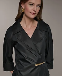 Donna Karan New York Petite Bar Hardware Notch Lapel Collar Jacket