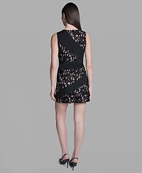 Bcbg Women's Lace Crepe Combo Mini Dress