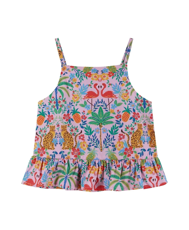 Andy & Evan Little Girls Cheetah Textured Cotton Poplin Top and Short Set