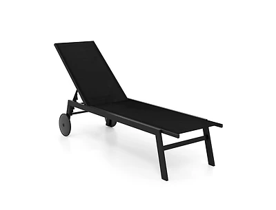 Boyel Living Patio Chaise Lounge Chair with Wheels and 6-Level Adjustable Backrest