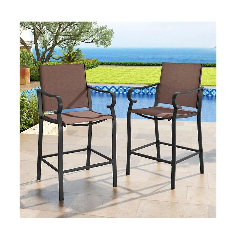 Boyel Living Outdoor Counter Height Bar Stools Set of 2 with Breathable Mesh Fabric