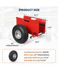gaomon Panel Dolly 600 Lbs Capacity Slab Dolly with 10in Inflatable Rubber Tires and Adjustable Clamp for Drywall Sheets Doors and Heavy