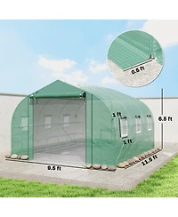 Outsunny Walk-in Tunnel house with Shelves, Plant Hot House,