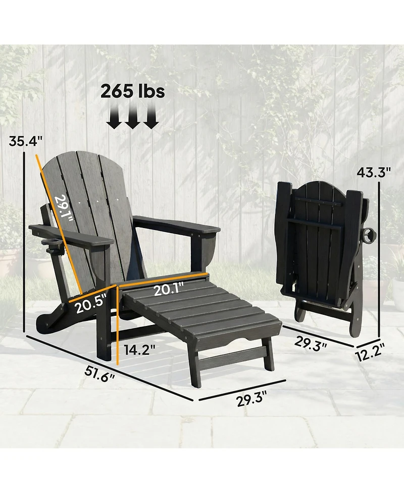 Outsunny Adirondack Chair Set of 2, Hdpe Fire Pit with Cup Holder