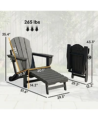 Outsunny Adirondack Chair Set of 2, Hdpe Fire Pit with Cup Holder