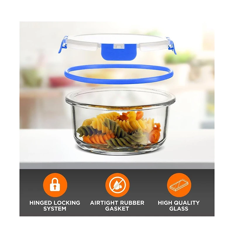 SereneLife 24-Piece Superior Glass Food Storage Containers with Bpa-Free Lids