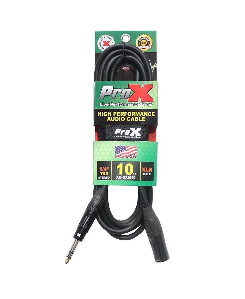 ProX Xc-SXM10 10' XLR3-m to 1/4" Trs-m Balanced High Performance Audio Cable