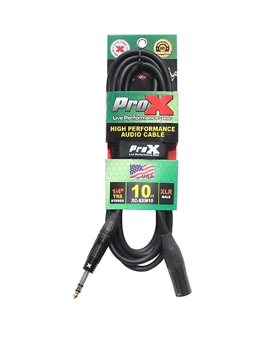 ProX Xc-SXM10 10' XLR3-m to 1/4" Trs-m Balanced High Performance Audio Cable