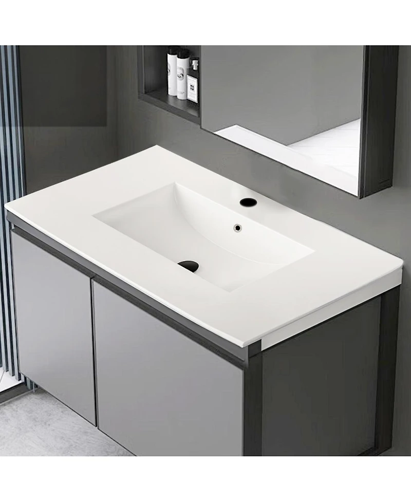 Sillysis Rectangular Ceramic Bathroom Sink with Overflow