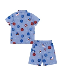 Andy & Evan Toddler Boys Short Sleeve Patriotic Smile Seersucker Set