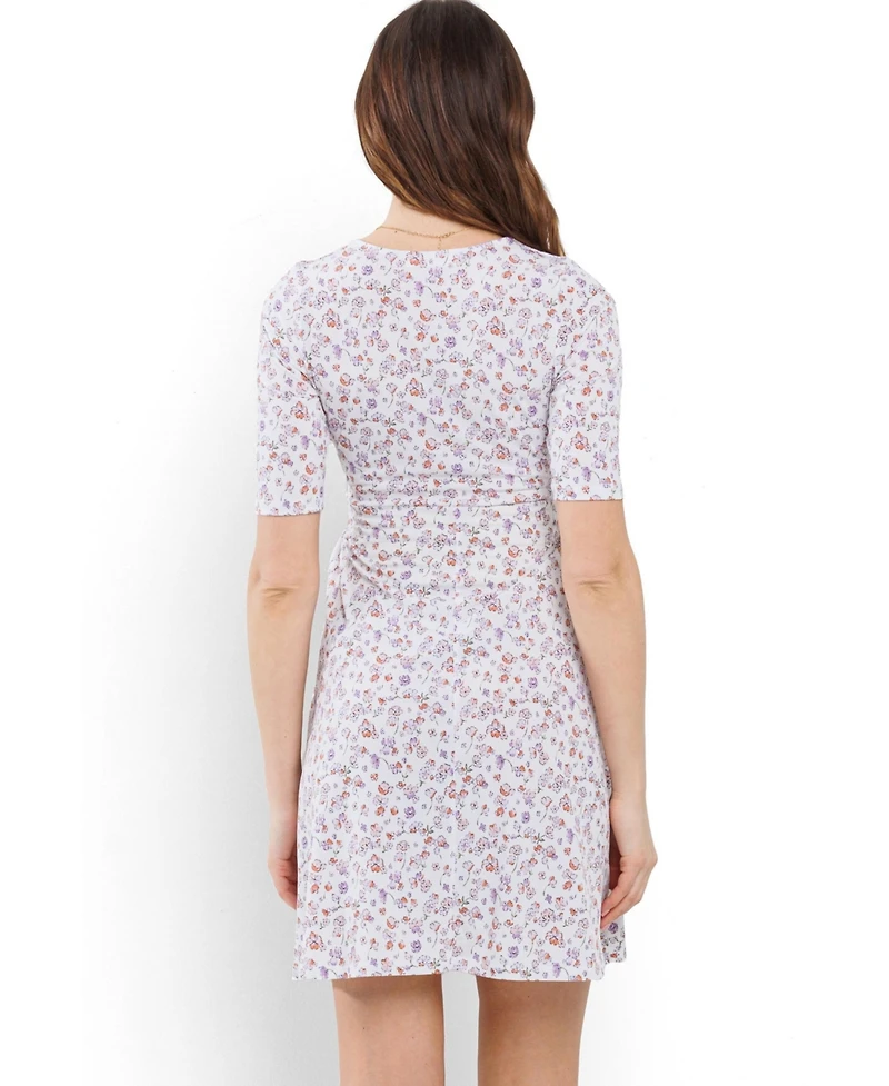 Hello Miz Maternity Floral Wrap Nursing Dress with Tie Waist