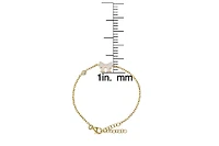 Lily Nily Enamel Bow and Cubic Zirconia Bezel Station Chain Link Bracelet in 14K Gold over Sterling Silver
