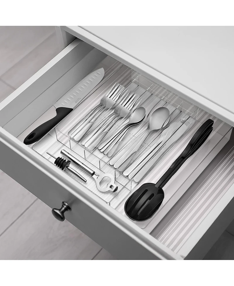 Sorbus Expandable Silverware Organizer – Multipurpose Flatware and Kitchen Storage Solution - with 6 compartments and 2 expandable slots