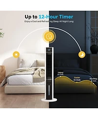 Etust Bladeless Tower Fan with Water Tank and 2 Ice Packs, Oscillating Air Cooler Fan with Remote Control