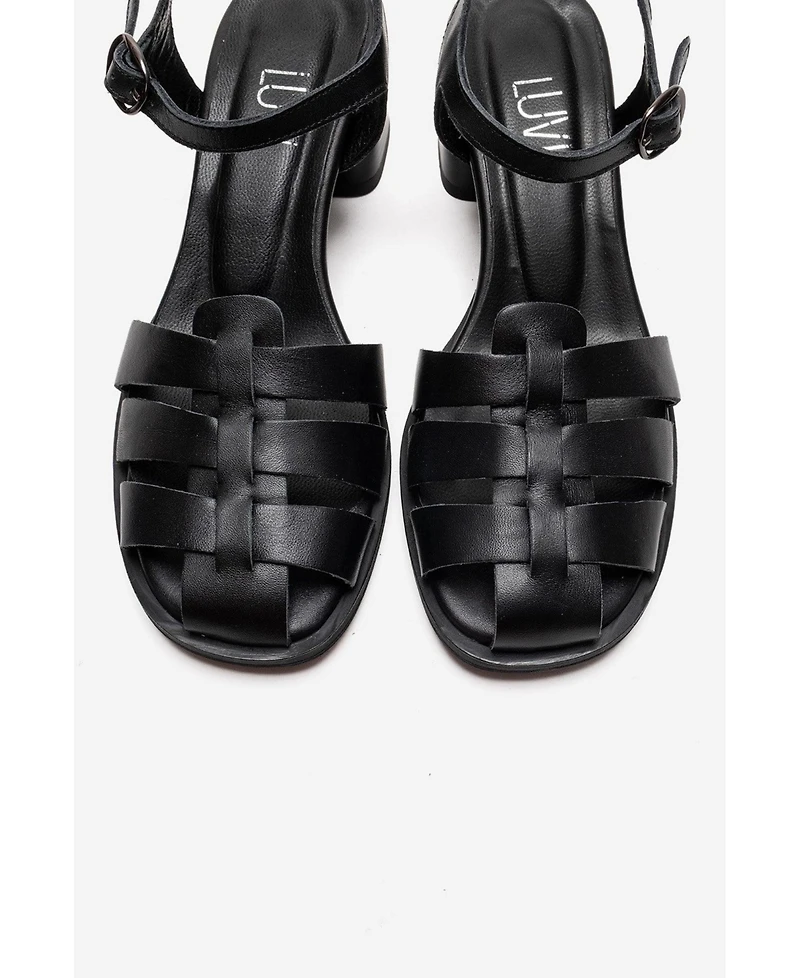 Forever & Always Shoes Devora Leather Block Heel Sandal