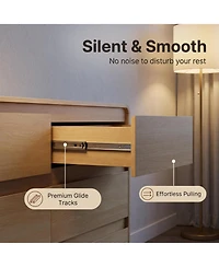 Rainsken Modern 6 Drawers Dresser, with Spacious Countertop, Curved Edge Design, Wood Storage Cabinet with Concealed Handles, for Bedroom,Living Room